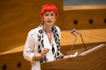 La consejera Indurain, durante su intervención en la Cámara. (PARLAMENTO DE NAFARROA)