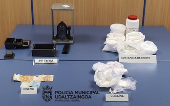 Droga incautada en la operación policial desarrollada en Iruñea, Barañain y Zizur. (POLICÍA MUNICIPAL DE IRUÑEA)