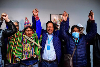 Luis Arce ya celebra la victoria electoral en Bolivia. (Ronaldo SCHEMIDT / AFP)