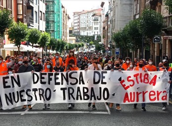 Manifestación de los estibadores del puerto de Bilbo. (LAB).