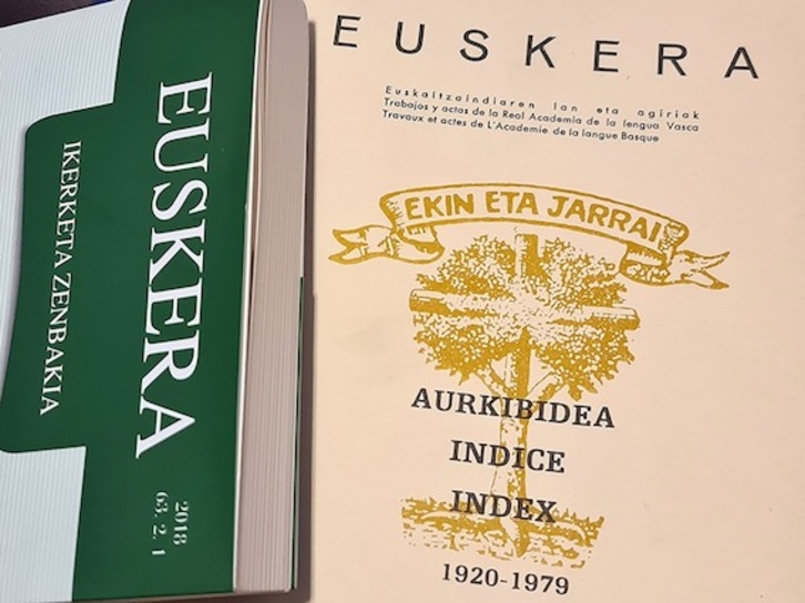 Esukaltzaindiaren «Euskera» agerkariak ehun urte betetzen ditu. (Euskaltzaindia)