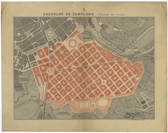 Plano de 1917 que recoge el proyecto de Segundo Ensanche de Iruñea. (ARCHIVO GENERAL DE NAFARROA)