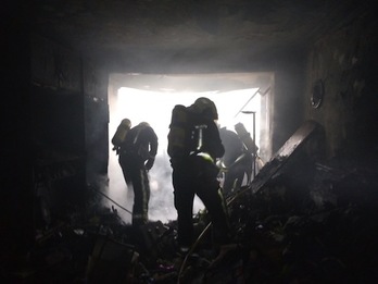 Estado en el que ha quedado la vivienda afectada por el incendio en Iruñea. (GOBIERNO DE NAFARROA)