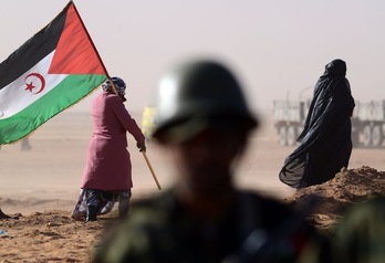 Reivindicación saharaui este año en el 40 aniversario de la fundación de la RASD. (Farouk BATICHE/AFP) 