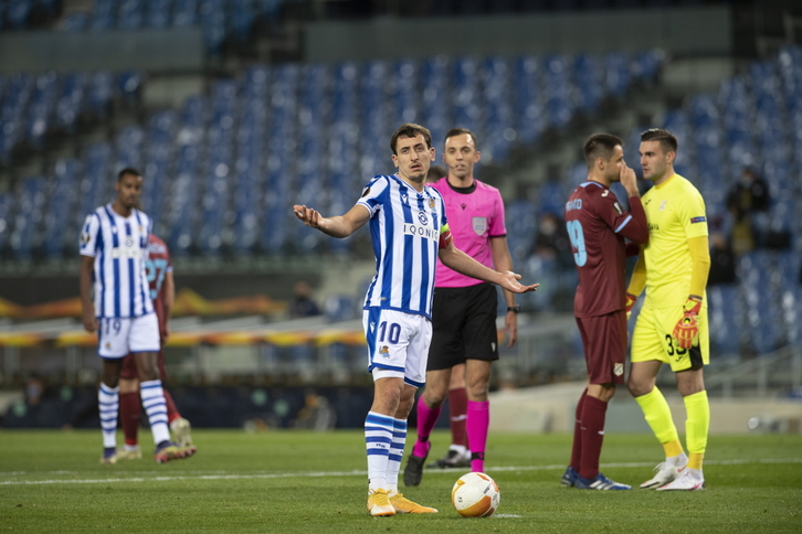 Mikel Oyarzabal en el partido frente al NK Rijeka. (Juan Carlos RUIZ / FOKU)