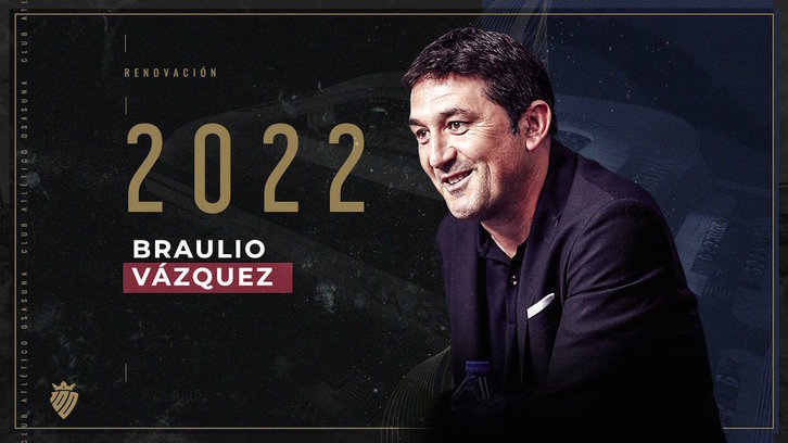 Imagen con la que Osasuna ha anunciado la renovación de Braulio Vázquez. (CA OSASUNA)