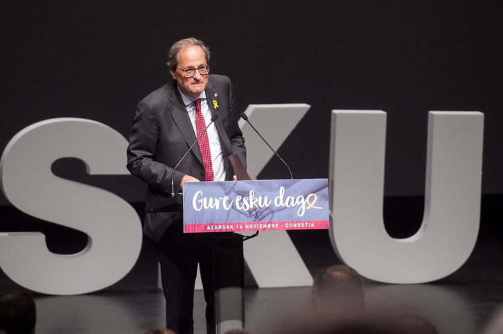 Quim Torra, en un acto de Gure Esku. (Luis JAUREGIALTZO/FOKU)