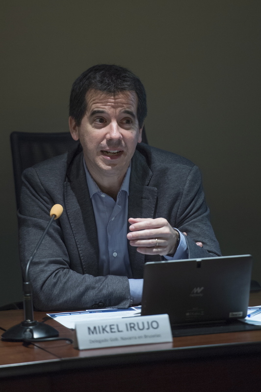 Mikel Irujo, en una jornada sobre la Eurorregión en 2017. (Juan Carlos RUIZ/FOKU)