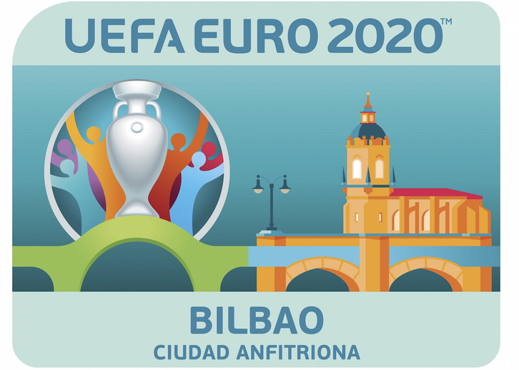 Logo de la Eurocopa de 2020 y de la sede de Bilbo. (Marisol RAMIREZ / FOKU)