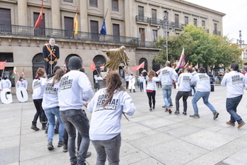 Acción de protesta en Iruñea el pasado 12 de octubre. (Idoia ZABALETA/FOKU)