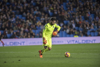 Moyá, en un partido de Anoeta. (Gorka RUBIO / FOKU)