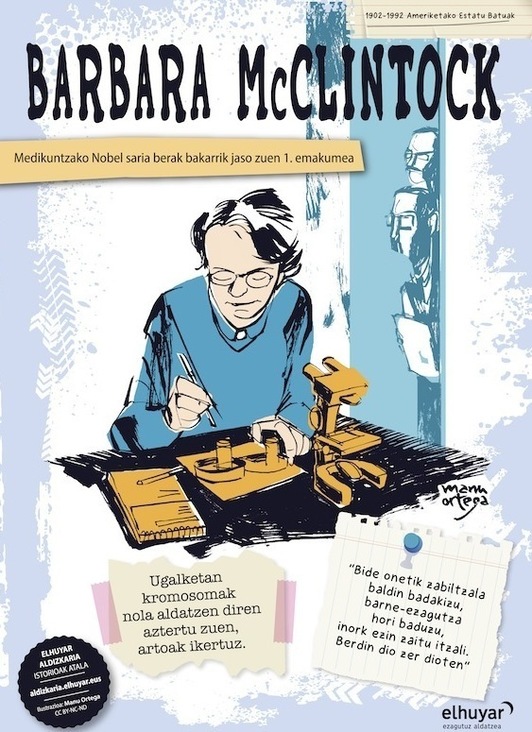 Ikusgai izango den karteletako bat, Barbara McClintock zientzialariari buruzkoa. (Elhuyar)