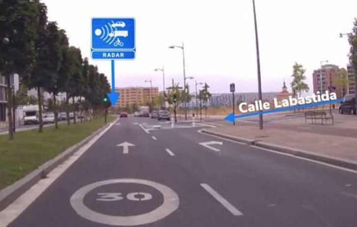 Imagen del punto en el que se encuentra el radar de la avenida Naciones Unidas. (Ayuntamiento de Gasteiz)