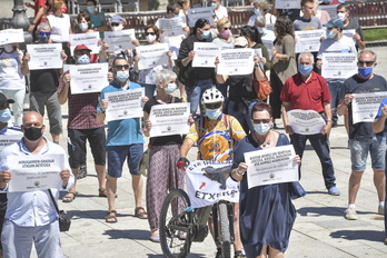 Movilización en Iruñea contra las restricciones en cárceles, en julio del pasado año. (Idoia ZABALETA | FOKU)