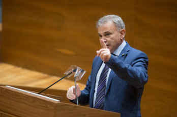 Pedro González (Navarra Suma), en su intervención del jueves. (NAFARROAKO PARLAMENTUA)