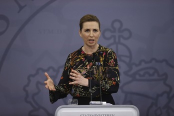 Mette Frederiksen Danimarkako lehen ministroa. (Jens DRESLING/AFP)