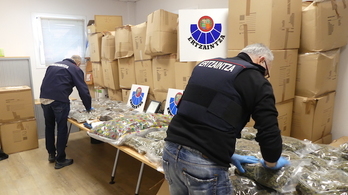 Agentes de la Ertzaintza durante el registro. (ERTZAINTZA)