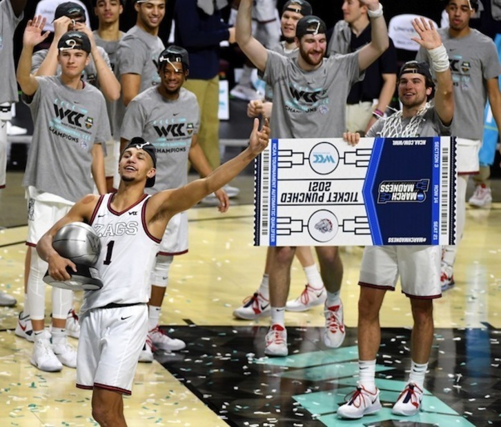 Gonzaga ha llegado al «March Madness» invicto y es el gran favorito de llevarse el título de la NCAA. (Ethan MILLER / AFP PHOTO)