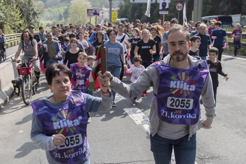 NAIZek eta GARAk Donostian hartu zuten Korrikaren lekukoa 2019an. (Juan Carlos RUIZ / FOKU)