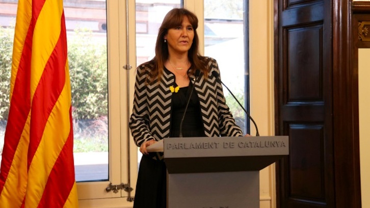 Laura Borràs ha anunciado este miércoles que el primer debate de investidura del candidato de ERC, Pere Aragonès, se celebrará el viernes. (Parlament de Catalunya)