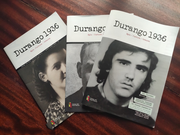 Durango 1936 Kultur elkarteak argitaratutako hiru urtekariak. (NAIZ)