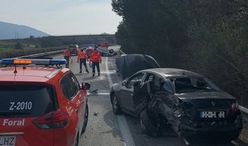 Colisión múltiple hoy también en Berriobeiti (Nafarroa). (Policía Foral)