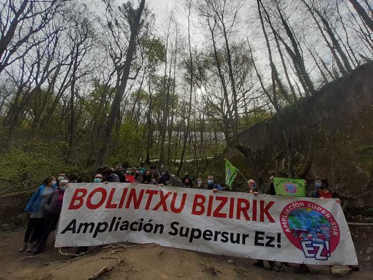 Los participantes en la marcha por Bolintxu. 