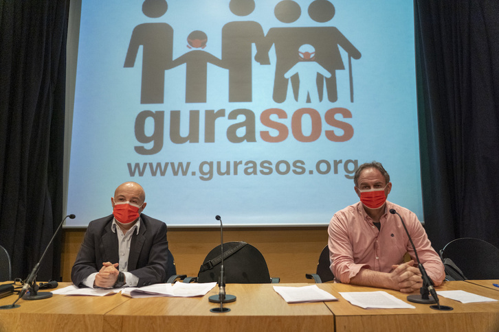 Comparecencia de GuraSOS hoy en Donostia. (Gorka RUBIO/FOKU)