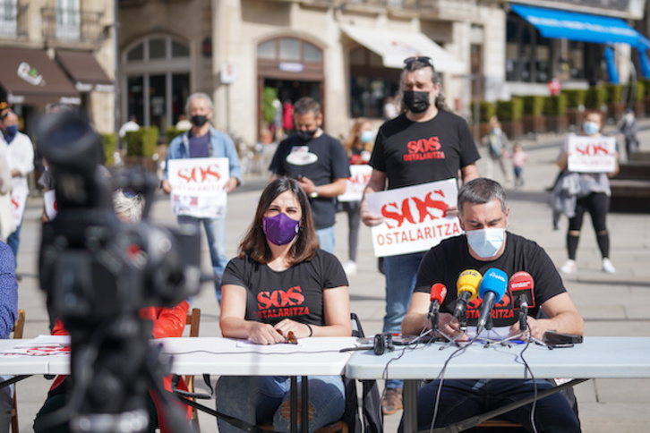 Rueda de prensa ofrecida en el centro de Gasteiz. (Endika PORTILLO/FOKU)