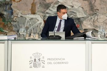 Pedro Sánchez, durante el Consejo de Ministros de este martes. (La Moncloa)