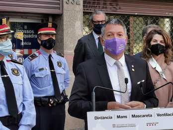 Comparecencia de Miquel Sàmper, este lunes en Barcelona. (Interior)