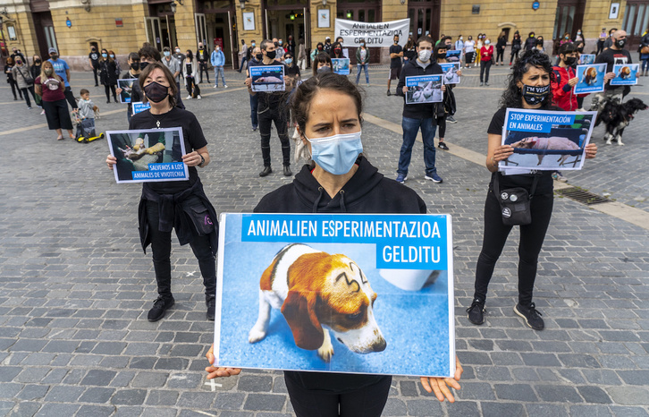 Movilización animalista en Bilbo.