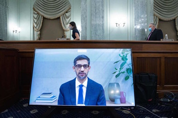 El director ejecutivo de Google, Sundar Pichai, en una comparecencia en el Senado de EEUU. (Michael REYNOLDS/AFP)