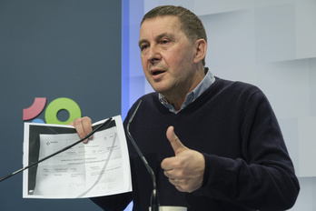 Arnaldo Otegi, gaurko agerraldian. (Jon URBE / FOKU)