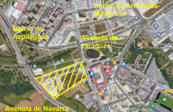 Zona en la que Navara Suma quiere instalar un nuevo centro comercial y para la que EH Bildu propone viviendas. (EH BILDU)