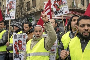 Protesta de los huelguistas de Huerta de Peralta en Iruñea en diciembre de 2018. (Jagoba MANTEROLA/FOKU)