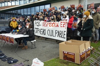 Una comparecencia ante la planta de PCB de Barakaldo, en enero pasado. (Monika DEL VALLE | FOKU)