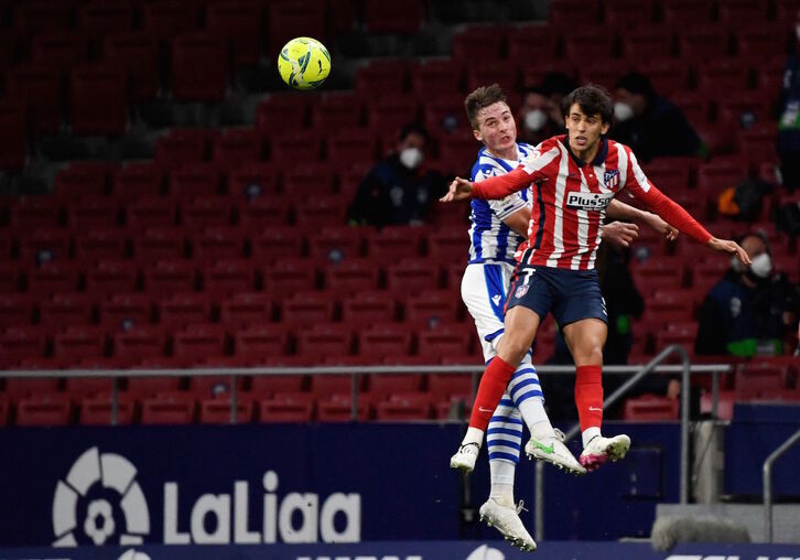 Jon Pacheco, en el partido contra el Atlético, se ha ganado el salto al primer equipo. (Pierre-Philippe MARCOU/AFP)