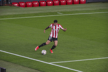 Ander Capa durante un partido de esta última temporada. (Aritz LOIOLA / FOKU)