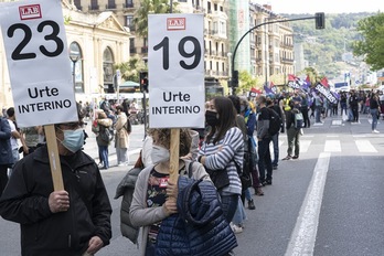 El pasado 22 de abril se llevó a cabo una jornada de huelga en la CAV por la consolidación del personal de los servicios públicos convocada por la mayoría de los sindicatos. (Jagoba MANTEROLA | FOKU)