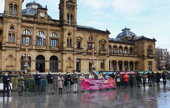 Concentración en Alderdi Eder contra la violencia machista el pasado enero. (donostia.eus)