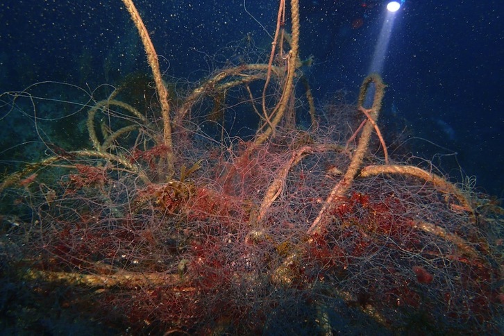 Buceo Donostiren irudia, sare zati bat atera zutenean egindakoa. (BUCEO DONOSTI)