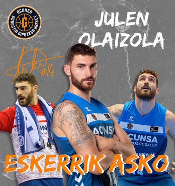 Agur esan diote elkarri Julen Olaizolak eta Acunsa Gipuzkoa Basketek. (ACUNSA GIPUZKOA BASKET)