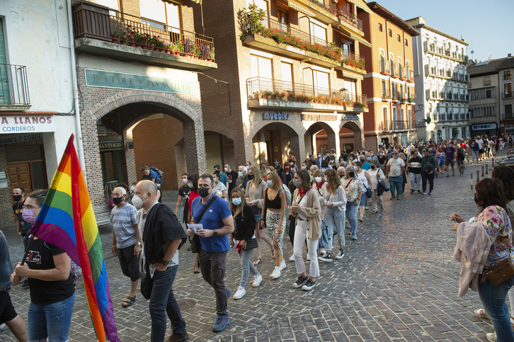 Reciente manifestación contra la homofobia en Lizarra. (Iñigo URIZ/FOKU)