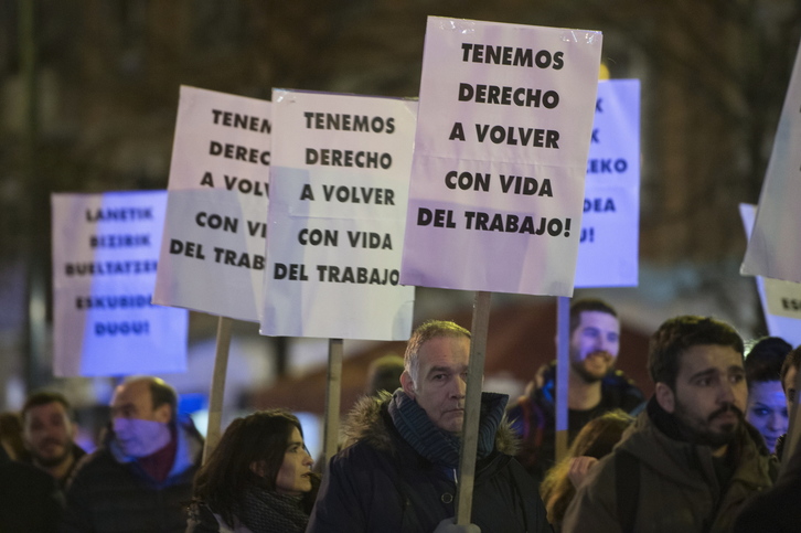 Movilización contra la siniestralidad laboral, en Bilbo. (Monika DEL VALLE | FOKU)