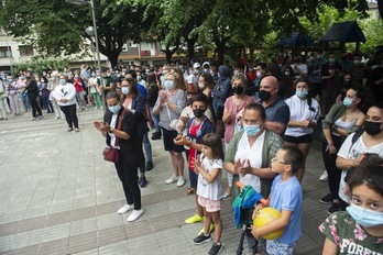 Concentración el pasado 29 de julio en Lemoa, la localidad del joven agredido en Zornotza. (Monika DEL VALLE/FOKU)