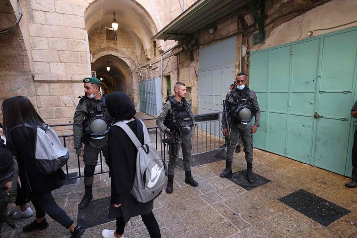 Efectivos israelíes en Jerusalén. (Emmanuel DUNAND/AFP)