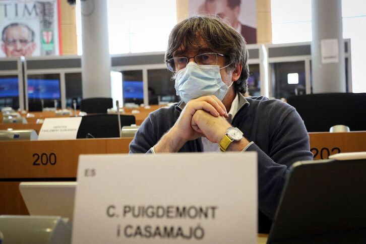 Carles Puigdemont, el lunes pasado en el Parlamento Europeo. (François WALSCHAERTS/AFP)