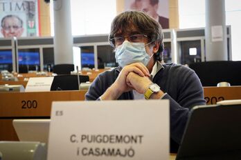 Carles Puigdemont, el lunes pasado en el Parlamento Europeo. (François WALSCHAERTS/AFP)