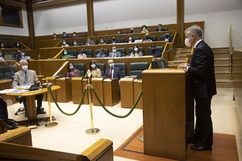 Urkullu ha dejado en el debate el concepto de «pacto de ejercicio de soberanía compartida». (IREKIA)